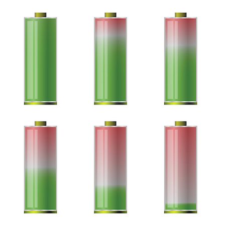 colorful illustration  with battery icons on white  background Stock Photo - Budget Royalty-Free & Subscription, Code: 400-07904532