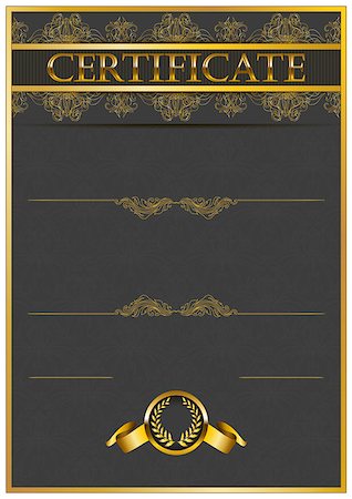 simsearch:400-07332875,k - Elegant template of certificate, diploma with decoration of lace pattern, ribbon, laurel wreath, place for text. Certificate of achievement, education, awards, winner. Vector illustration EPS 10. Stock Photo - Budget Royalty-Free & Subscription, Code: 400-07900164