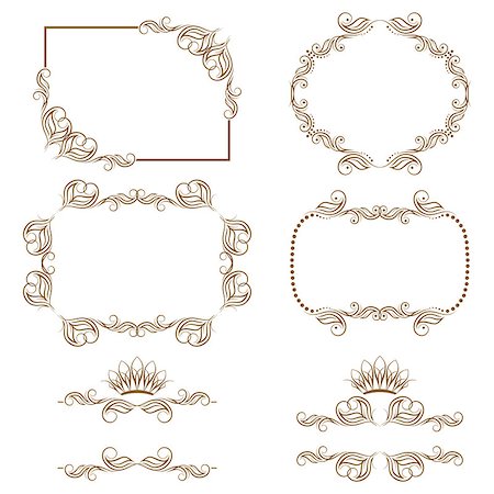 simsearch:400-06554325,k - Vector set of decorative horizontal elements, border and frame.  Page decoration. Fotografie stock - Microstock e Abbonamento, Codice: 400-07900168