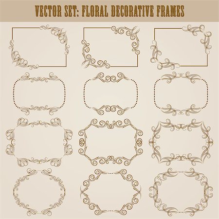simsearch:400-05911971,k - Vector set of decorative ornate border and frame with floral elements for invitations. Page decoration. Stock Photo - Budget Royalty-Free & Subscription, Code: 400-07900169
