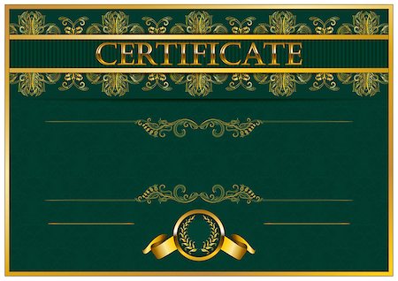 simsearch:400-06327746,k - Elegant template of certificate, diploma with decoration of lace pattern, ribbon, laurel wreath, place for text. Certificate of achievement, education, awards, winner. Vector illustration EPS 10. Foto de stock - Super Valor sin royalties y Suscripción, Código: 400-07900162