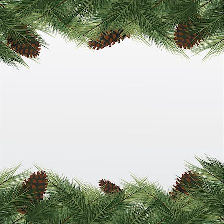 christmas background with christmas tree. Vector frame with green fir and bumps Stock Photo - Budget Royalty-Free & Subscription, Code: 400-07900184