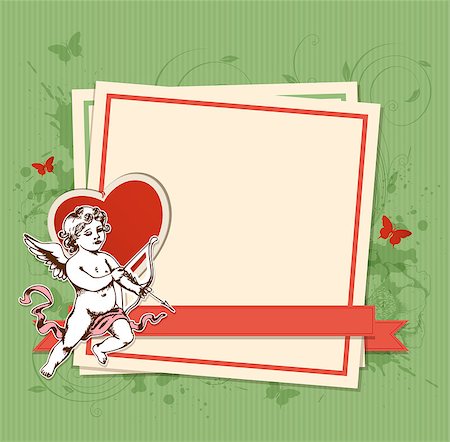 simsearch:400-08347146,k - Decorative vector background with Cupid for Valentine's day Stock Photo - Budget Royalty-Free & Subscription, Code: 400-07900230