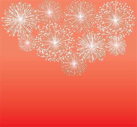 firework carnival - vector white fireworks on red background Stock Photo - Budget Royalty-Free & Subscription, Code: 400-07900297