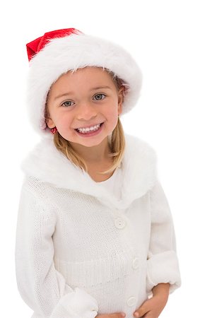 simsearch:400-07902186,k - Cute little girl wearing santa hat on white background Foto de stock - Super Valor sin royalties y Suscripción, Código: 400-07902095