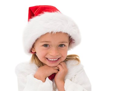 simsearch:400-07902186,k - Cute little girl wearing santa hat on white background Foto de stock - Super Valor sin royalties y Suscripción, Código: 400-07902096