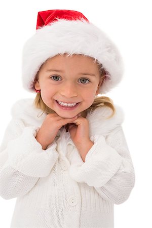 simsearch:400-07902186,k - Cute little girl wearing santa hat on white background Foto de stock - Super Valor sin royalties y Suscripción, Código: 400-07902097