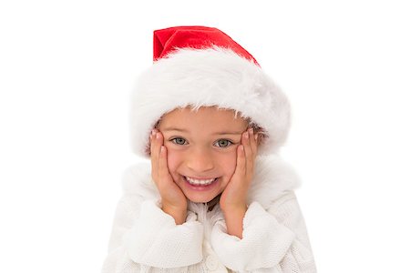 simsearch:400-07902186,k - Cute little girl wearing santa hat  on white background Foto de stock - Super Valor sin royalties y Suscripción, Código: 400-07902098