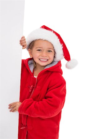 simsearch:400-07902186,k - Festive little girl holding poster on white background Foto de stock - Super Valor sin royalties y Suscripción, Código: 400-07902104