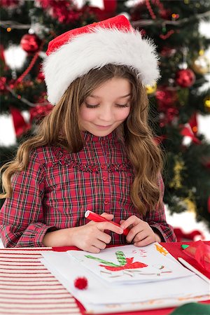 simsearch:400-07902186,k - Festive little girl drawing pictures on white background Foto de stock - Super Valor sin royalties y Suscripción, Código: 400-07902166