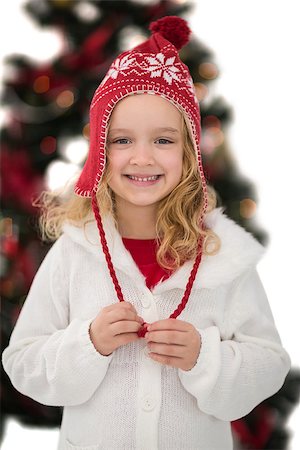 simsearch:400-07902186,k - Festive little girl in hat and scarf on white background Foto de stock - Super Valor sin royalties y Suscripción, Código: 400-07902168