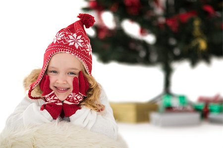 simsearch:400-07902186,k - Festive little girl in hat and scarf on white background Foto de stock - Super Valor sin royalties y Suscripción, Código: 400-07902170