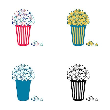 paper bag for corn - Set of four different vector popcorn icons isolated Stock Photo - Budget Royalty-Free & Subscription, Code: 400-07902448