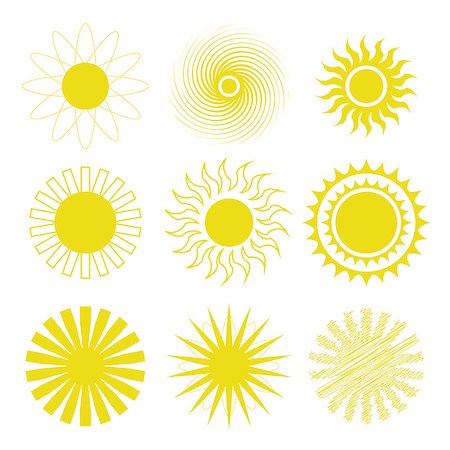 simsearch:400-08035211,k - colorful illustration  with sun icons set on white background Foto de stock - Super Valor sin royalties y Suscripción, Código: 400-07902737