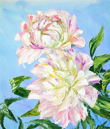 peony art - Peonies, oil painting on canvas Stock Photo - Budget Royalty-Free & Subscription, Code: 400-07902792