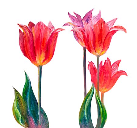 simsearch:400-07893049,k - Tulips, oil painting on canvas Photographie de stock - Aubaine LD & Abonnement, Code: 400-07902801