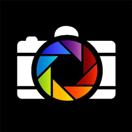 simsearch:400-06770309,k - Camera with colorful aperture- photography logo Stockbilder - Microstock & Abonnement, Bildnummer: 400-07902866