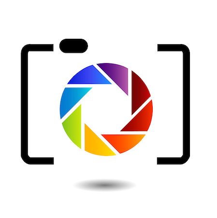 simsearch:400-06770309,k - Camera with colorful aperture- photography logo Stockbilder - Microstock & Abonnement, Bildnummer: 400-07902863
