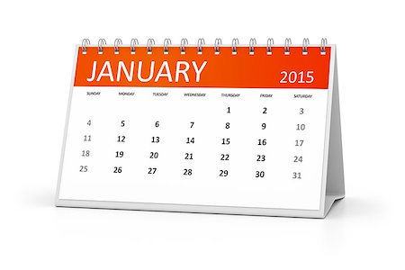 An image of a table calendar for your events January 2015 Stock Photo - Budget Royalty-Free & Subscription, Code: 400-07902924