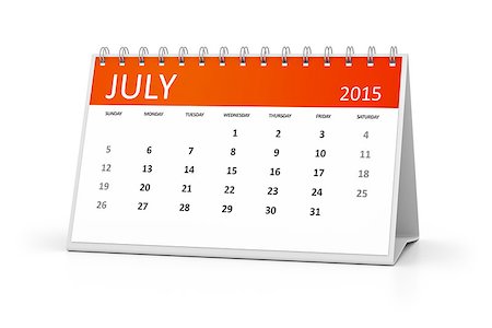 An image of a table calendar for your events July 2015 Stock Photo - Budget Royalty-Free & Subscription, Code: 400-07902925