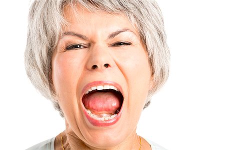 Portrait of a elderly woman with a yelling expression Photographie de stock - Aubaine LD & Abonnement, Code: 400-07903143