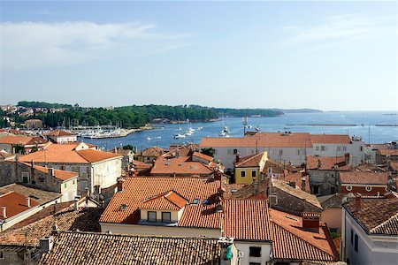 Panoramic view of down town Porec from the basilica tower, Istra, Croatia Stockbilder - Microstock & Abonnement, Bildnummer: 400-07903392