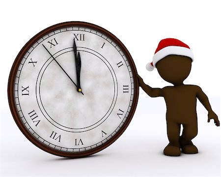 simsearch:400-07902525,k - 3D Render of Santa Morph Man with clock before midnight Stock Photo - Budget Royalty-Free & Subscription, Code: 400-07903902