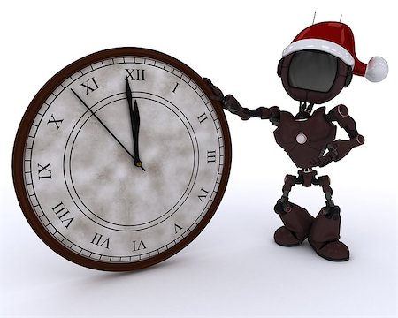 simsearch:400-07902525,k - 3D Render of an Android with clock before midnight Stock Photo - Budget Royalty-Free & Subscription, Code: 400-07903917
