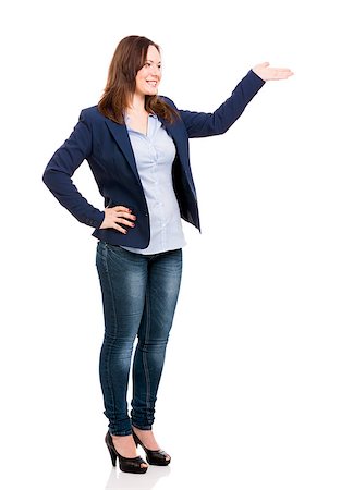 simsearch:400-05912376,k - Business woman showing something with her left hand, isolated over white Foto de stock - Super Valor sin royalties y Suscripción, Código: 400-07903970