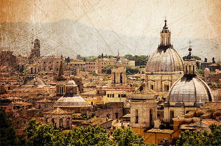 retro santa - Retro stylized picture of Rome cityscape Foto de stock - Super Valor sin royalties y Suscripción, Código: 400-07914202