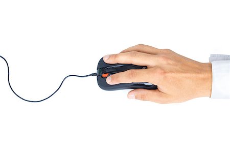 computer mouse in hand isolated on white Photographie de stock - Aubaine LD & Abonnement, Code: 400-07914273