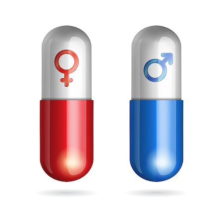 simsearch:400-04422064,k - Blue and red pills with male and female symbols on white background. Vector illustration Foto de stock - Super Valor sin royalties y Suscripción, Código: 400-07914375