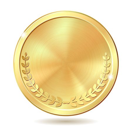 Gold coin. Vector illustration isolated on white background Stock Photo - Budget Royalty-Free & Subscription, Code: 400-07914399