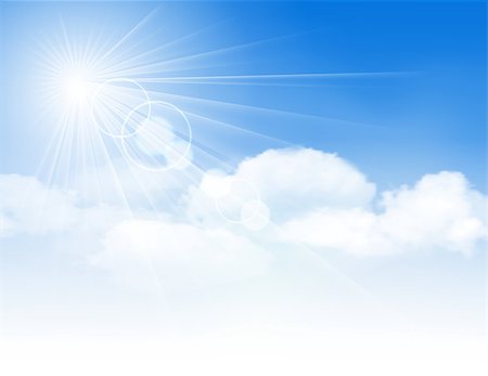 simsearch:400-09268408,k - Blue sky with clouds and sun. Vector illustration Stock Photo - Budget Royalty-Free & Subscription, Code: 400-07914405