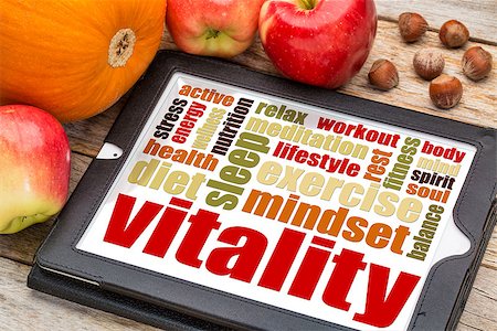 simsearch:400-07179122,k - vitality or vital energy word cloud on a  digital tablet with apples, pumpkin and hazelnuts Stock Photo - Budget Royalty-Free & Subscription, Code: 400-07914462