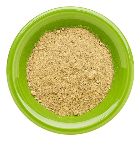 hemp protein powder  on an isolated green bowl Stock Photo - Budget Royalty-Free & Subscription, Code: 400-07914784