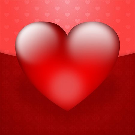 simsearch:400-05368256,k - Illustration of Valentine's Day card with red glass heart background. Stock Photo - Budget Royalty-Free & Subscription, Code: 400-07914821