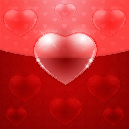 simsearch:400-05368256,k - Illustration of Valentine's Day card with red glass heart background. Stock Photo - Budget Royalty-Free & Subscription, Code: 400-07914822