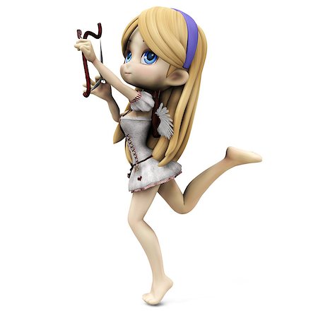 simsearch:400-07619565,k - 3D digital render of a lovely cartoon cupid girl on white background. Foto de stock - Royalty-Free Super Valor e Assinatura, Número: 400-07914834