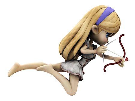 simsearch:400-07619565,k - 3D digital render of a lovely cartoon cupid girl on white background. Foto de stock - Royalty-Free Super Valor e Assinatura, Número: 400-07914833