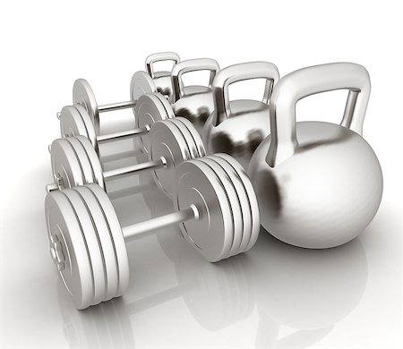 simsearch:400-07915037,k - Metall weights and dumbbells on a white background Photographie de stock - Aubaine LD & Abonnement, Code: 400-07915039