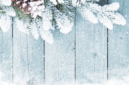 Old wood texture with snow and firtree christmas background Stock Photo - Budget Royalty-Free & Subscription, Code: 400-07915158