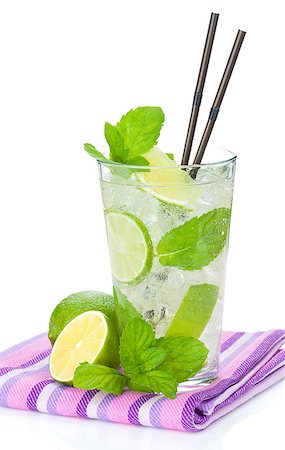simsearch:400-07715048,k - Fresh mojito cocktail. Isolated on white background Stock Photo - Budget Royalty-Free & Subscription, Code: 400-07915179