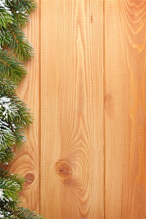 Wood texture with snow firtree christmas background Stock Photo - Budget Royalty-Free & Subscription, Code: 400-07915256