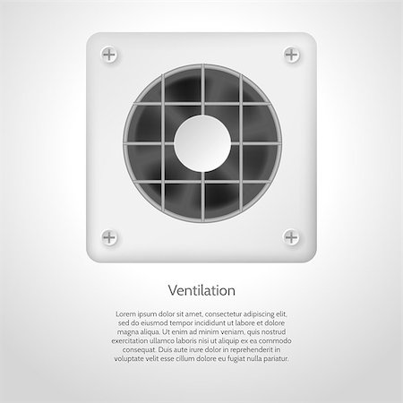 Gray plastic ventilation with circle lattice and with sample text. Isolated vector illustration on gray background. Stock Photo - Budget Royalty-Free & Subscription, Code: 400-07915727