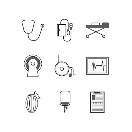 simsearch:400-08135040,k - Set of black silhouette vector icons with elements for resuscitation on white background. Photographie de stock - Aubaine LD & Abonnement, Code: 400-07915742
