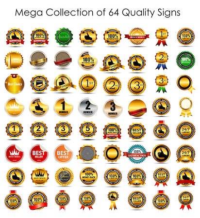 Mega Collection Set of 64  Quality Label Signs. Vector Illustration Stock Photo - Budget Royalty-Free & Subscription, Code: 400-07915861