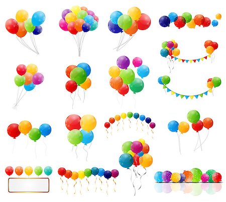 Color Glossy Balloons Mega Set Vector Illustration. EPS10 Foto de stock - Super Valor sin royalties y Suscripción, Código: 400-07915862