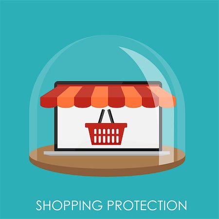 simsearch:400-04376788,k - Shopping Protection Flat Concept for Mobile Apps. EPS10 Stock Photo - Budget Royalty-Free & Subscription, Code: 400-07915883