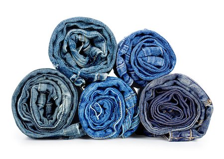 fabric white rolls - jeans collection isolated on white Stock Photo - Budget Royalty-Free & Subscription, Code: 400-07915953